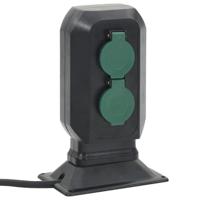 VidaXL Tuinstopcontact en grondpin 2-wegs 15,5x11x24 cm zwart en groen - thumbnail