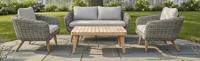 Serrano lounge set 4pcs grey alu/grey wicker/acacia teak look Eurofar - Eurofar - thumbnail