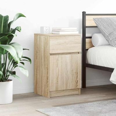 Nachtkastjes 2 st 39x35x65 cm bewerkt hout sonoma eikenkleurig