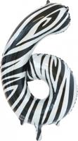 Folieballon Cijfer 6 Zebra (86cm) - thumbnail