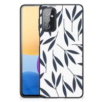 Samsung Galaxy M52 Bloemen Hoesje Leaves Blue - thumbnail