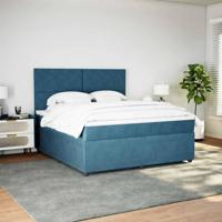 Boxspring met matras fluweel blauw 180x200 cm - thumbnail