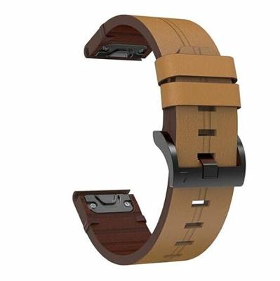 By Qubix - Leren bandje - Lichtbruin - Compatible met Garmin Instinct 3 / Instinct E - 45mm - Compatible Garmin bandje - Bandbreedte: 22mm