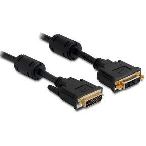 Delock 83106 DVI-kabel DVI Verlengkabel DVI-I 24+5-polige stekker, DVI-I 24+5-polige bus 1.00 m Zwart Met Ferrietkern