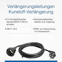 AS Schwabe 50202 Stroom Verlengkabel 16 A Zwart 2.00 m H05VV-F 3G 1,5 mm² - thumbnail