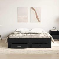 Bedframe met lades Zwart eiken 140 x 190 cm Bewerkt hout - thumbnail