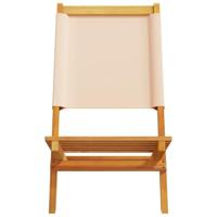 Tuinstoelen 2 st massief acaciahout en stof beige - thumbnail