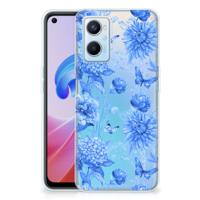 TPU Case voor OPPO A96 | OPPO A76 Flowers Blue - thumbnail