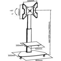 SpeaKa Professional SP-TVRW-01 TV-wagen In hoogte verstelbaar 81,3 cm (32) - 139,7 cm (55) Kantelbaar - thumbnail