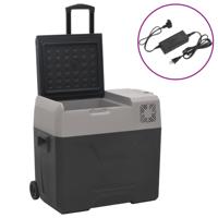 VidaXL Koelbox met wielen en adapter 50 l polypropeen zwart en grijs - thumbnail