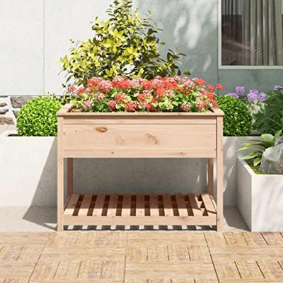 VidaXL Plantenbak met schap 111,5x111,5x81 cm massief grenenhout VidaXL Plantenbak met schap 111,5x111,5x81 cm massief grenenhout