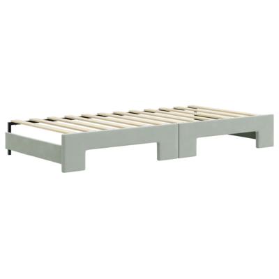 Slaapbank onderschuifbed matrassen 90x200 cm fluweel lichtgrijs