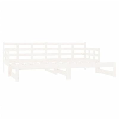 Slaapbank uitschuifbaar massief grenenhout wit 2x(80x200) cm