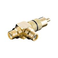 Goobay 11387 Cinch Y adapter, stekker naar 2x aansluiting, gouden uitvoering, zwart - thumbnail