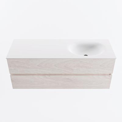 MONDIAZ VICA 130cm badmeubel onderkast Underlayment 2 lades. Wastafel MOON rechts 1 kraangat, kleur Talc.