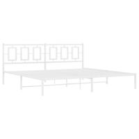 Bedframe met hoofdbord metaal wit 200x200 cm - thumbnail