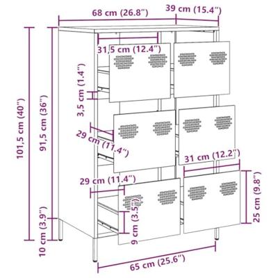 Hoge kast 68x39x101,5 cm staal zwart Hoge kast 68x39x101,5 cm staal zwart