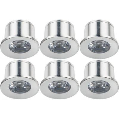 LED Veranda Spot Verlichting 6 Pack - Velvalux - 1W - Natuurlijk Wit 4000K - Inbouw - Dimbaar - Rond - Mat Zilver - Aluminium - Ø31mm