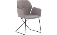 Goossens Excellent Eetkamerstoel Manzini grijs stof met armleuning, modern design - thumbnail