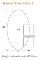 Edison tafel 220x115xH75 cm zwart/teak - thumbnail
