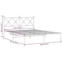 Bedframe met hoofdbord metaal wit 160x200 cm - thumbnail