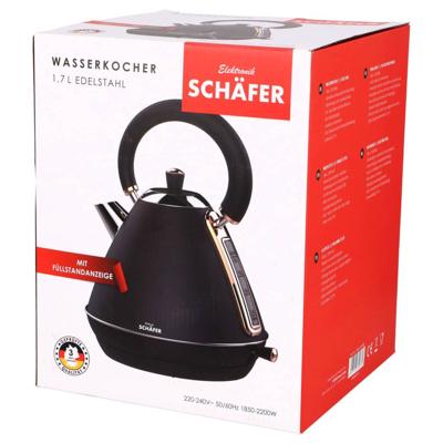 Schäfer Retro Waterkoker 1.7L 2200W Zwart/Rosegoud Schäfer Retro Waterkoker 1.7L 2200W Zwart/Rosegoud