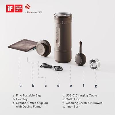 OutIn - Fino Draagbare Elektrische Koffiemolen | 28 Maalgraadinstellingen | USB-C Oplaadbaar | 38 mm Conische Molens