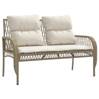 4-delige Loungeset met kussens poly rattan beige - thumbnail