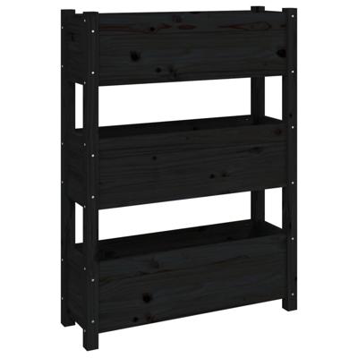 VidaXL Plantenbak 77x25x104,5 cm massief grenenhout zwart