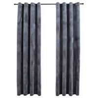 VidaXL Gordijn verduisterend met ringen 2 st 140x225 cm fluweel grijs - thumbnail