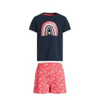 WE Fashion shortama met all over print deep blue - thumbnail