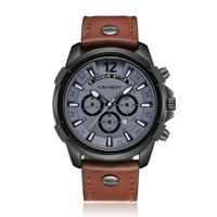 CAGARNY 6882 Fashion waterdichte polychromatische metalen shell quartz horloge met lederen armband - thumbnail