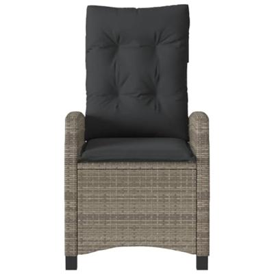 Tuinstoel verstelbaar met kussens poly rattan grijs