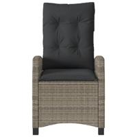 Tuinstoel verstelbaar met kussens poly rattan grijs - thumbnail