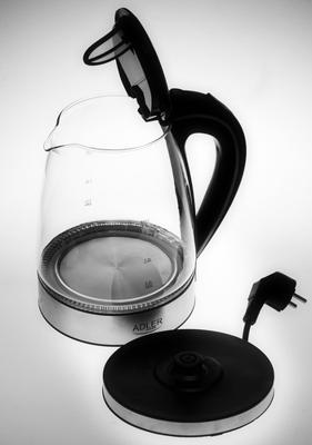 Adler AD 1225 waterkoker 1,7 l Zwart, Roestvrijstaal, Transparant 2200 W