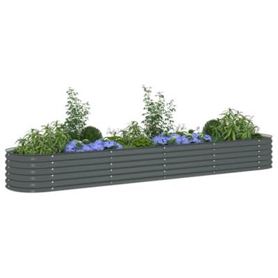 VidaXL Plantenbak verhoogd 400x80x44 cm gegalvaniseerd staal grijs VidaXL Plantenbak verhoogd 400x80x44 cm gegalvaniseerd staal grijs