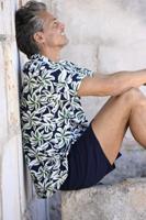 Katoenen heren doorknoopshortama flora - thumbnail