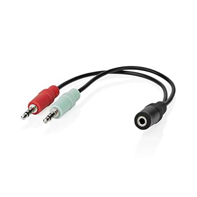 Stereo-Audiokabel | 3,5 mm Female | 2x 3,5 mm Male | Verguld | 0.12 m | Rond | Zwart | Doos