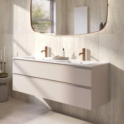 Ben Tendenza voorgemonteerd badmeubel incl. glans witte keramische wastafel 142,7x46x61,5cm zand