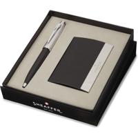 Sheaffer SF-G2931351-3 Balpen 100 M Giftset Glossy Black Barrel- Brushed Nickel Plated + Visitekaarthouder - thumbnail