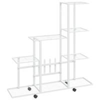 VidaXL Bloemenstandaard met wielen 94,5x25x92,5 cm metaal wit - thumbnail