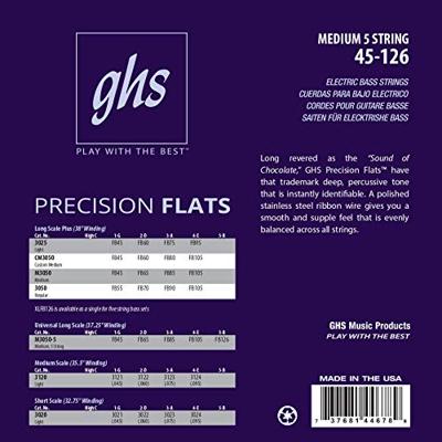 GHS M3050-5 Bass Precision Flats snarenset voor 5-snarige bas GHS M3050-5 Bass Precision Flats snarenset voor 5-snarige bas