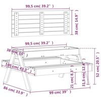 Picknicktafel met zandbak voor kinderen massief grenenhout wit - thumbnail