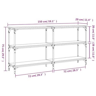 Wandtafel 150x29x75 cm bewerkt hout gerookt eikenkleurig