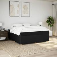 Boxspring met matras stof zwart 200x200 cm - thumbnail