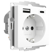 2USB 2U-449528 Geaard stopcontact Met USB-laaduitgang, Aanraakbeveiliging, VDE IP20 Sneewwit (zijdemat) - thumbnail
