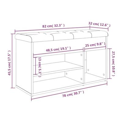 Schoenenbank 82x32x45,5 cm bewerkt hout bruin eikenkleur Schoenenbank 82x32x45,5 cm bewerkt hout bruin eikenkleur
