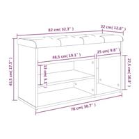 Schoenenbank 82x32x45,5 cm bewerkt hout gerookt eikenkleurig - thumbnail