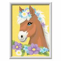 Ravensburger CreArt Schilderen op nummer paard met bloemen - thumbnail