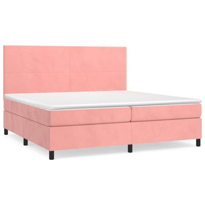 Boxspring met matras fluweel roze 200x200 cm